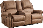 EBELLO Power Reclining Loveseat, Faux Leather Double Recliner Sofa - Image 8
