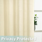 Sheer Linen Curtains 90 Inch for Living Room 2 Panels, Light Beige | Neutral - Image 4