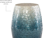 Tylin Ivory and Blue Capiz Ombre Drum Accent Table - Image 7