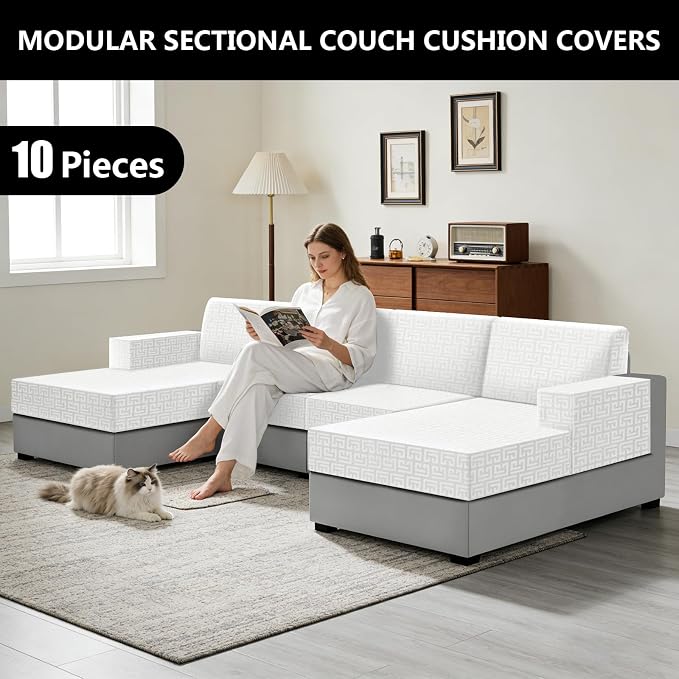 UNBBRRL 10 Pieces Stretch Sofa Cushion Covers - Image 6