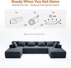 MONVANE 141" U Shaped Cloud Sectional Couch - Image 9
