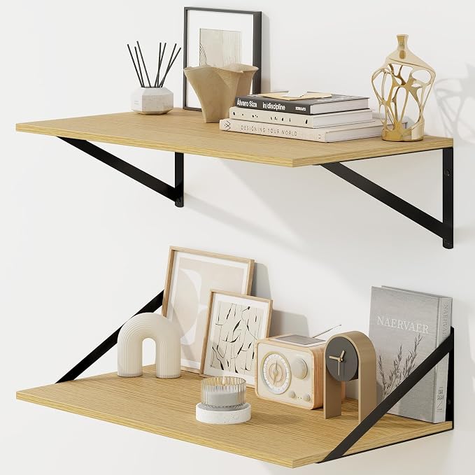 Fun Memories Floating Shelves for Wall, 12 Inch Deep Floating Shelves Set of 2 by FunMemories