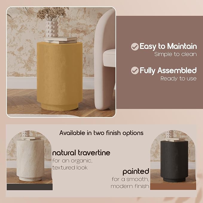 LeisureMod 14” Wide Round Side Table in Fiberstone - Image 9