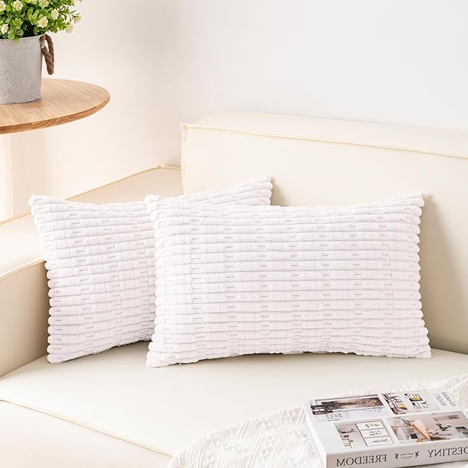 Aegero Pack of 2 Corduroy Decorative Throw Pillow Covers 12x20 Inch by Unknown