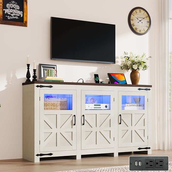 64" Large LED Farmhouse TV Stand by chartustriable