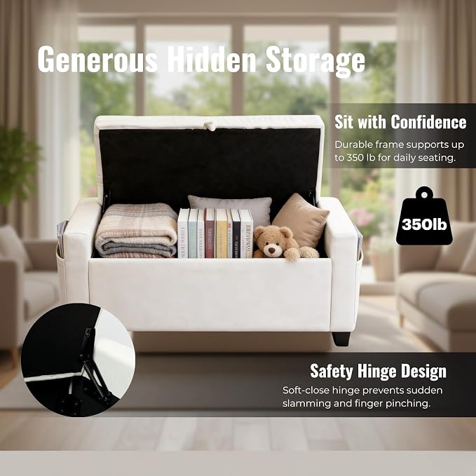 Storage Ottoman Bench for Bedroom, End of Bed Bench - Image 2