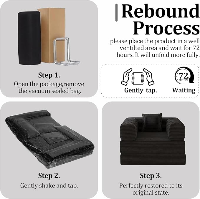 BSHOMGI Folding Sofa Bed, 2 in 1 Convertible Sofas Lounger Comfy Single Chair - Image 5