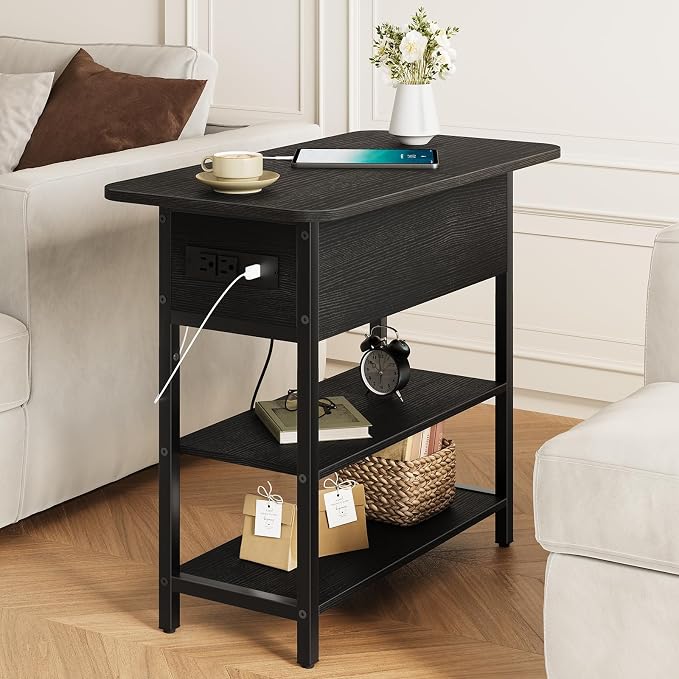 Yoobure End Table with Charging Station, Flip Top Side Table with USB Ports and - Image 2