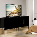 Set of 2 Storage Cabinet with Doors, Modern Black Accent Cabinet, Free Standing - Image 8