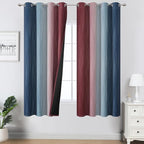 Navy Blue and Burgundy Red Ombre Blackout Curtains by ESTELARTEXTILER
