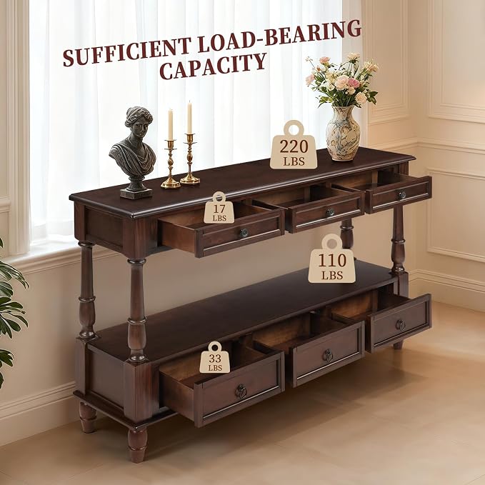 Vintage Solid Wood Console Table - Image 6