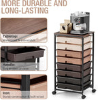 TOOLF Rolling Carts with Wheels, 8-Drawer Utility Cart, Wooden Tabletop Storage - Image 5