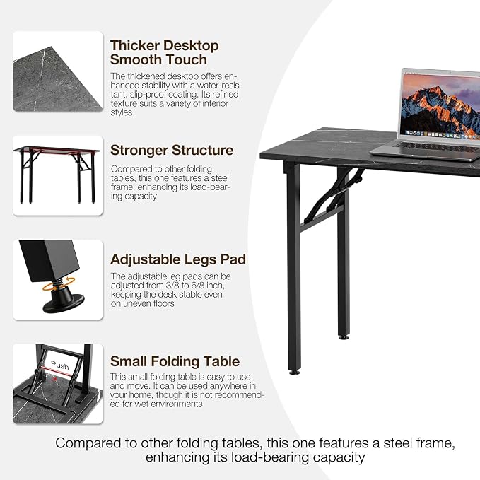 TEMI Small Computer Desk Folding Table - Image 7