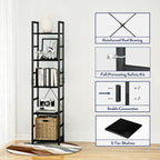 NUMENN 5 Tier Slim Bookshelf, Tall Bookcase Shelf Storage Organizer, Modern - Image 6