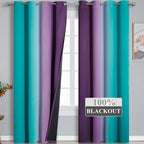 Ombre Teal and Purple Blackout Curtains - Image 2