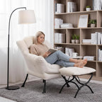 Welnow Lazy Chair with Ottoman, Modern Accent Chair with Armrests and a Side - Image 9