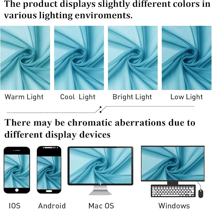 Turquoise Sheer Curtains 63 Inch Length 2 Panels, Voile Light Filtering Living - Image 7