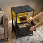Fixwal Night Stand with Charging Station, LED Nightstand with U-S-B Ports and - Image 7