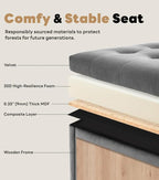 Tbfit Large Square Storage Ottoman Bench, Tufted Upholstered Coffee Table - Image 4