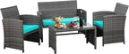 JAMFLY 4 Piece Outdoor Patio Furniture Set, Outdoor Wicker Rattan Chairs by JAMFLY