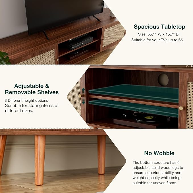 ZttRiee TV Stand for TVs up to 65'', Entertainment Center - Image 4