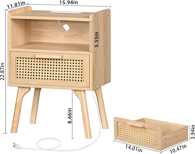 Lerliuo Rattan Nightstands Set of 2 - Image 3