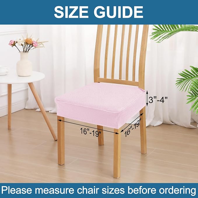Smiry Waterproof Seat Covers for Dining Room Chairs Set of 4, Stretch Jacquard - Image 2