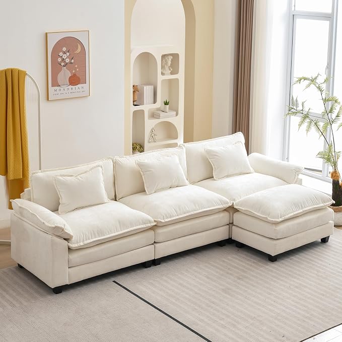 Oprisen 120" Modular Sectional Sofa, Comfy Cloud Couch Sectional Sofa by Oprisen