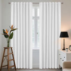 Joydeco 72 Inch 60% Blackout White Curtains 2 Panels, Elegant Semi Sheer by JOYDECO