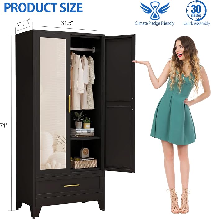 GAIOUS Steel Armoire Wardrobe Closet - Image 2