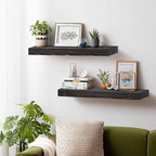 24x8x1.6 inch Floating Shelves Set of 2 – Solid Wood Rustic Black Wall Mounted - Image 6