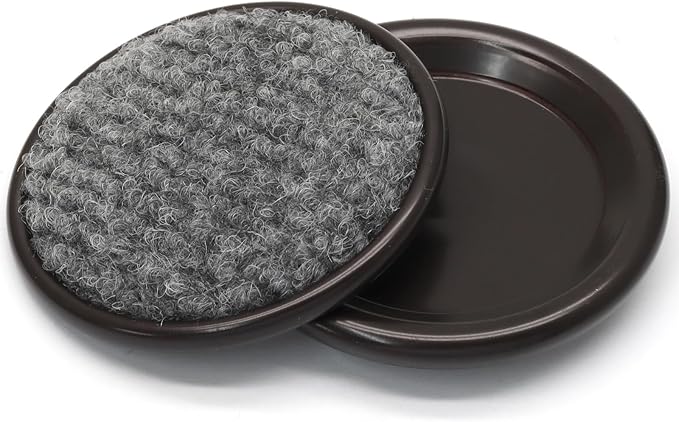 12Pcs Round Metal Felt Furniture Caster Cups, 1-5/8Inch Carpet-Bottom Furniture by Unknown