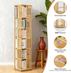 Athena Collection Rotating Bamboo Bookshelf, 6-Tier Floorstanding Corner - Image 4