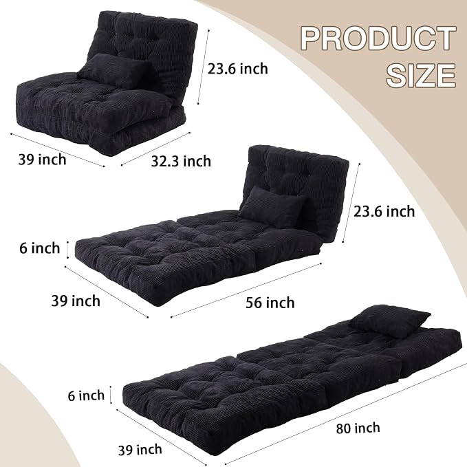 Folding Sofa Bed, Convertible Sleeper Chair - Image 2