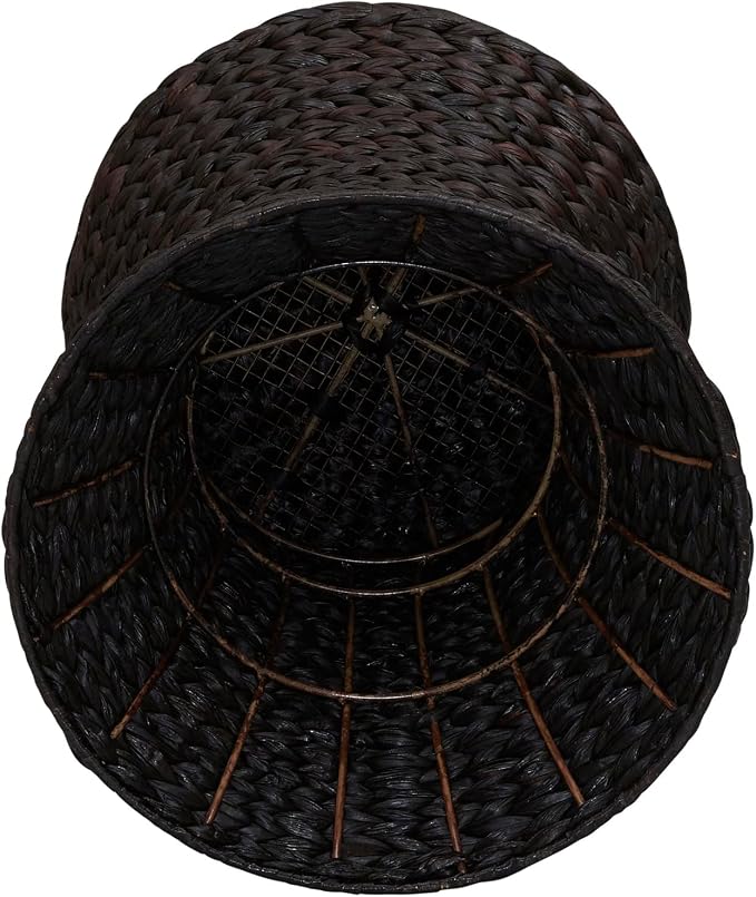 Household Essentials Hourglass Water Hyacinth & Iron Side Table, Stained Brown - Image 5