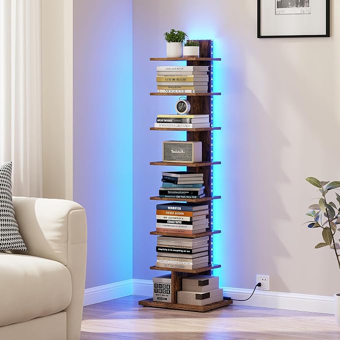 TUTOTAK Narrow Bookshelf, 8-Tier Bookcase - Image 3
