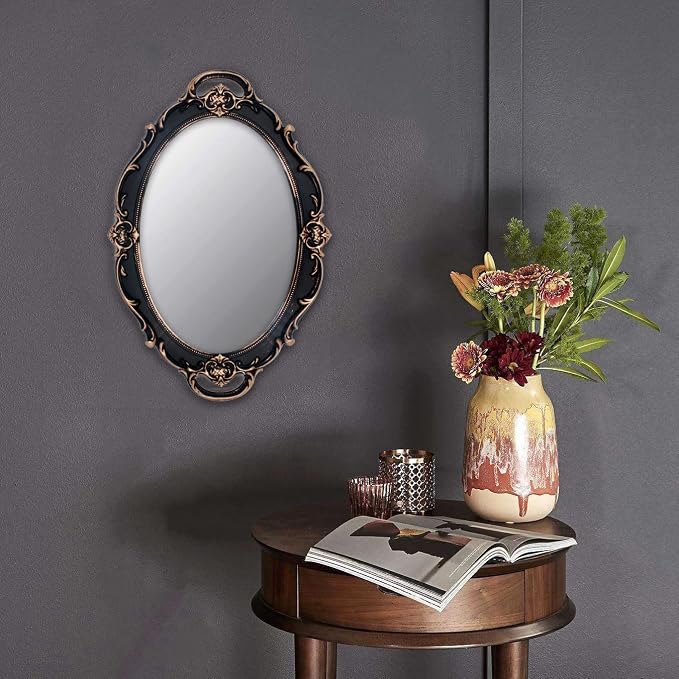 YCHMIR Vintage Mirror Small Wall Mirror Hanging Mirror 14.5 x 10 inchs Oval - Image 2