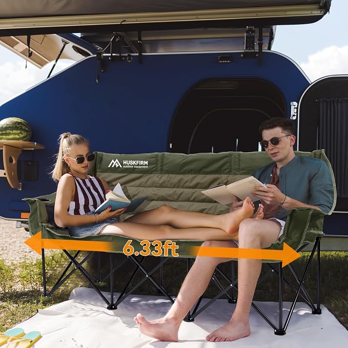 Huskfirm 3 Person Camping Chairs Folding Double Camping Chair Portable - Image 4