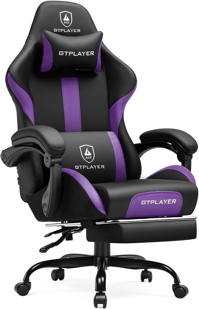 GTPLAYER Gaming Chair with Pocket Spring Cushion, Leather Office Chair with by GTPLAYER