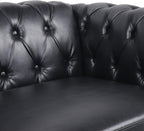 LEVNARY Leather Sofa, Chesterfield Tufted Upholstered 2 Seater Couch, Modern - Image 6