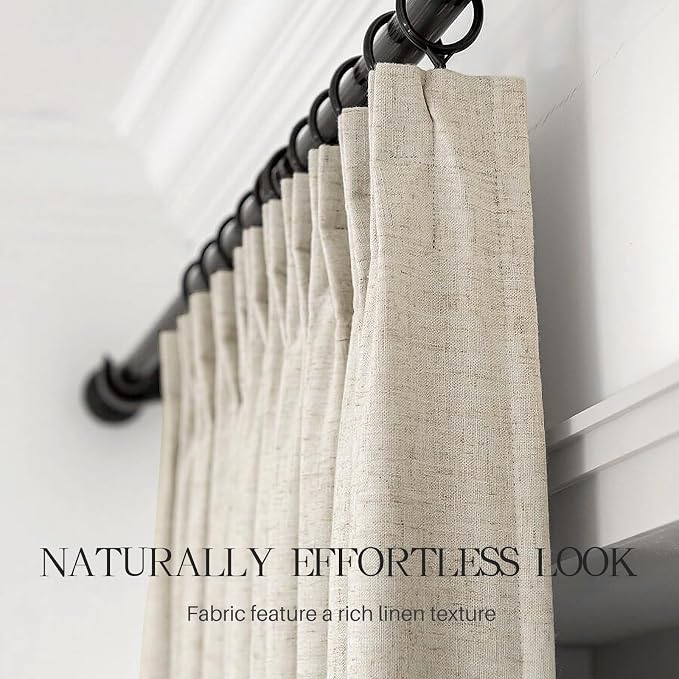 Pinch Pleated Linen Curtains 100% Blackout 63 Inches Long - Image 4