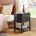 ONBRILL Narrow End Table with Charging Station, Pre-Assembled Nightstand with 2 - Image 3