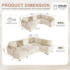 Hanherry Sectional Couch with Pull Out Sofa Bed, Chenille Sleeper Sofa with - Image 2