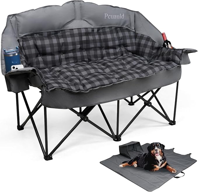 Double Camping Chair Padded Loveseat Camping Couch, Oversized 2 Person Camp by Campwitheasesturdycozy
