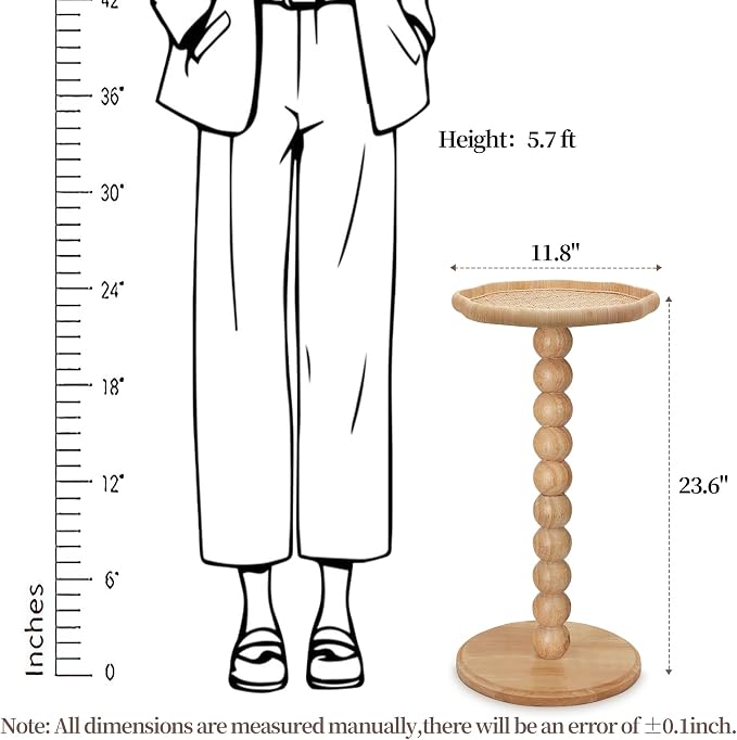 Drink Table, Boho Rattan Flower Small Side Table - Image 2
