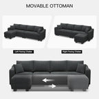 Belffin Sectional Couch with L-Shape Chaise L Shaped Couch with Ottoman - Image 4