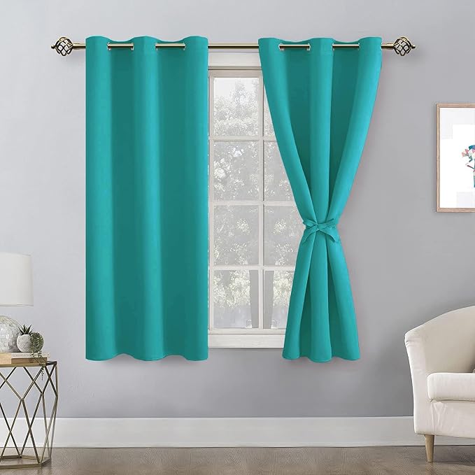 Blackout Curtains for Bedroom, Peacock Teal, 38 x 45 Inch, 2 Panels | Thermal - Image 8