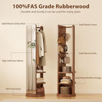 WoodsWhisper Full Length Mirror Coat Rack Solid Wood Floor Mirror 66"x12" Full - Image 3