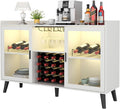 Auromie Wine Bar Cabinet with Led Light, Home Coffee Cabinet with Wine and by AuromieDirect