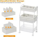 3-Tier Diaper Caddy Organizer & Rolling Cart, Metal Utility Cart - Image 3
